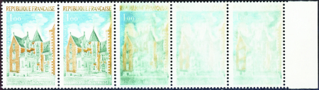 N°1759 Bande de 5 3 ex impression maculée  neufs *