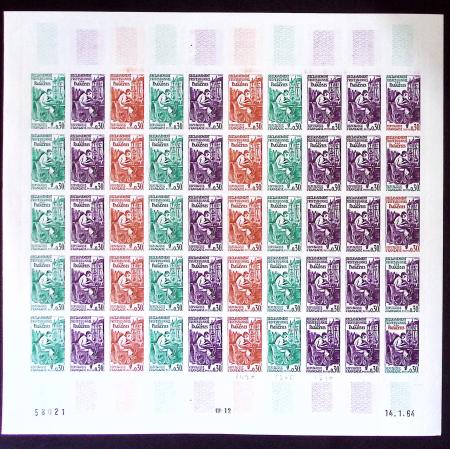 N°1405 30c Paralysés feuille de 50 essais