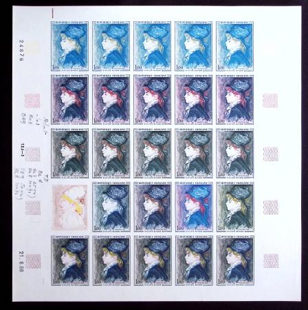 N°1570 Modèle d'Auguste Renoir feuille de 25 essai