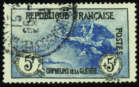 N°155 5f+5f Orphelins TB obl. (signé Roumet)