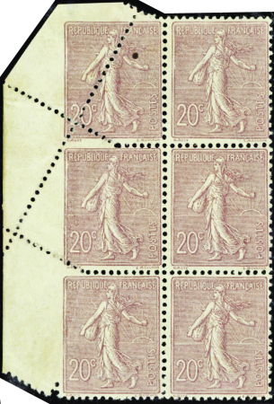 N°131 variété piquage oblique par pliage bloc de 6