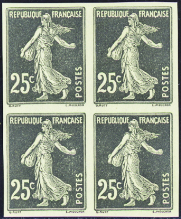 N°140 25c noir en bloc de 4 neufs ** TB