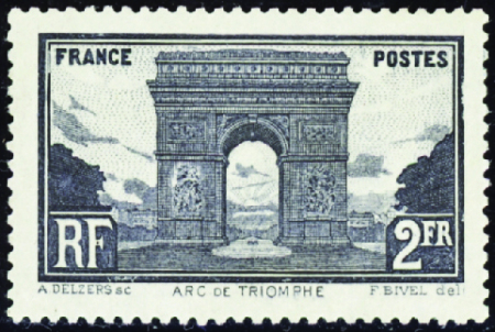 N°258A essai 2f Arc de triomphe noir neuf (*) TB