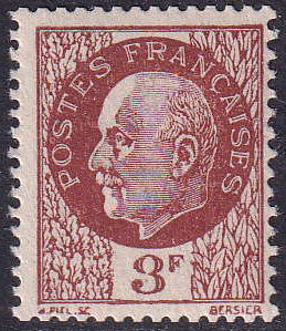 N°525B 3f brun non émis dentelé bdf (signé Calves)