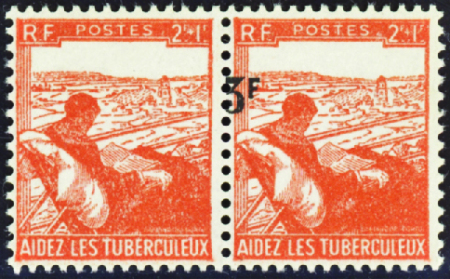 N°750 Surchargé tenant à non surchargé neufs ** TB