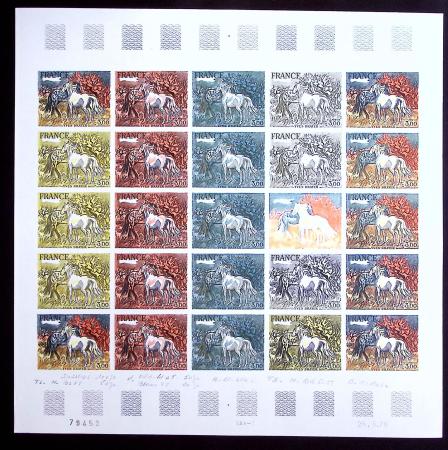 N°2026 Chevaux d'Yves Brayer feuille de 25 essais