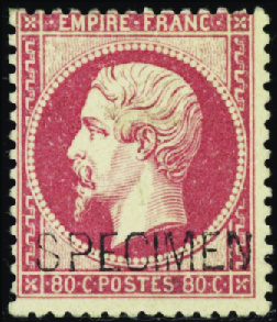 N°24d 80c rose surcharge spécimen  neuf * TB