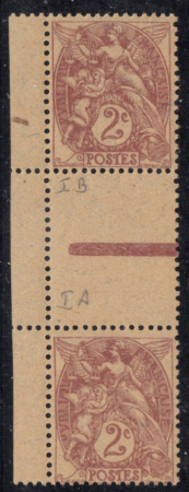 N°108 2c Blanc types IB et IA se tenant neufs ** T