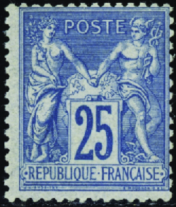 N°79 25c bleu neuf ** TB signé Calves
