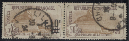 N°167 surchargé tenant à non surchargé obl. (defec