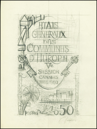 N°1244 Communes d'Europe Cannes 1960 projet non ém