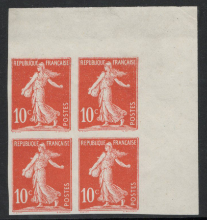 N°134b 10c Semeuse avec sol bloc de 4 cdf non dent
