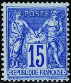 N°90a 15c bleu sur bleu neuf * TB