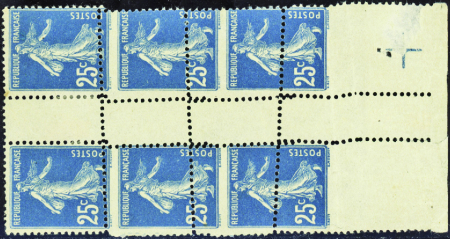 N°140 bloc de 6 variété de piquage neufs ** (1ex*)
