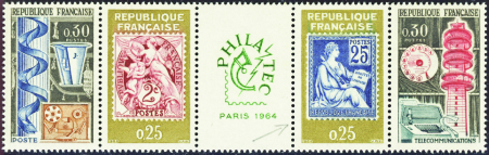 N°1416a PHILATEC 1964 variété Dentelure de gauche 