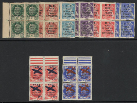 Nice poste + PA 8 valeurs en blocs de 4 neufs ** T