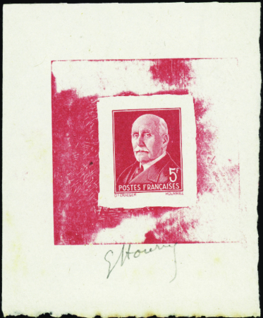 N°524 5f Pétain épreuve signée de Hourriez non émi