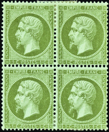 N°19 1c olive bloc de 4 neuf * TB