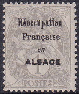 N°107 1c Blanc surchargé Réoccupation Francaise en