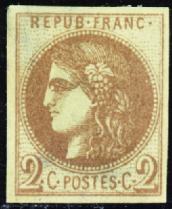 N°40A 2c chocolat neuf (*) (aminci)