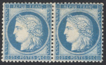 N°60A 2 anneaux lune sur 1 timbre tenant à normal 