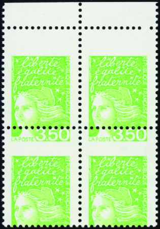 N°3092 piquage à cheval bloc de 4 neufs ** TB