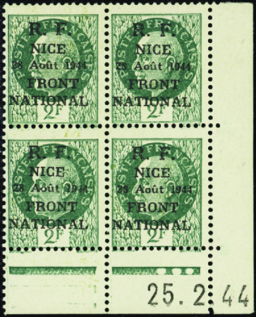 Nice 6 valeurs en blocs de 4 coins datés neufs ** 