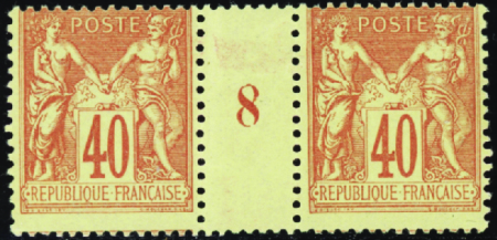 N°94 40c rouge-orange millésime 8 neufs ** TB