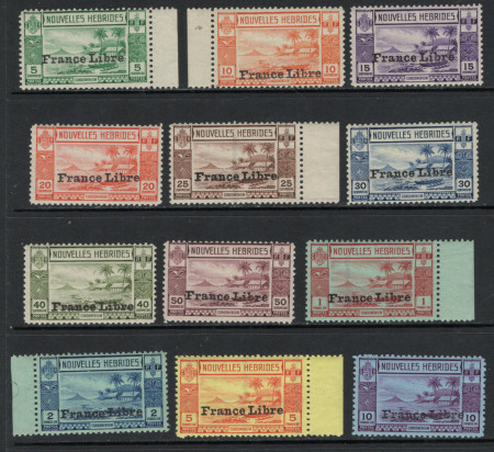 N°124 à 135 12 valeurs surchargées France libre ne
