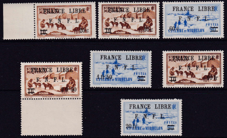 N°274 à 280 France libre 7 valeurs  neufs ** TB