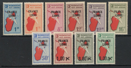 POSTE AERIENNE N°45 à 54 France libre 10 valeurs n