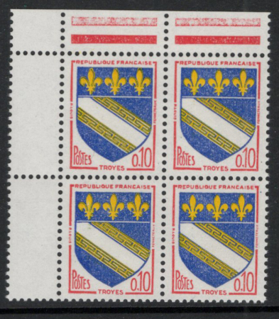 N°1353b variété rouge au lieu de brun bloc de 4 cd