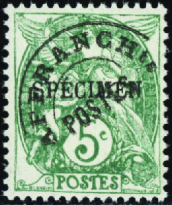 N°41CI 1 5c Blanc préoblitéré surcharge spécimen n