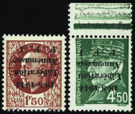 Annemasse n°6a/11a 2 vals surch. renversée neufs *