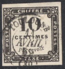 N°1 10c noir obl. T15 Toulouse (Haute-Garonne) TB