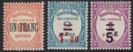 N°6 à 65 3 valeurs surchargées neufs ** TB