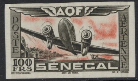 POSTE AERIENNE N°30 essai non dentelé noir et oran