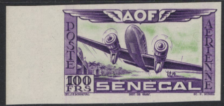 POSTE AERIENNE N°30d essai non dentelé violet et v