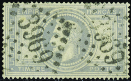 N°33 5f violet-gris (défect.) obl. GC TB