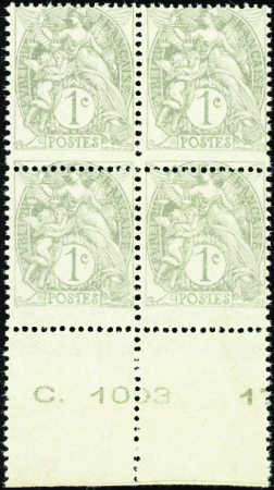 N°107 Piquage à cheval bloc de 4 bdf neuf ** TB