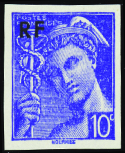 N°657 10c bleu non dentelé neuf ** TB signé Calves