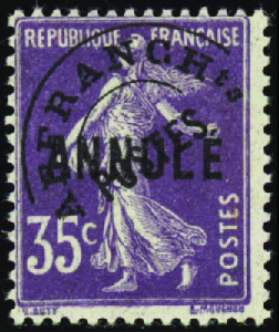 N°62CI 1 35c Semeuse violet surcharge Annulé neuf 