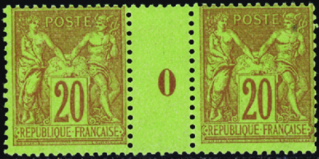 N°96 20c brique sur vert millésime 0 neuf ** TB