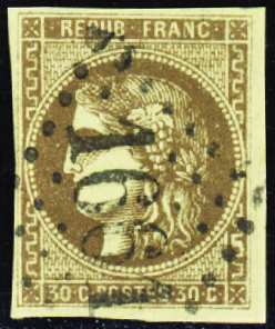 N°47 30c brun TB obl. GC 1661 Givors (Rhône) TB si