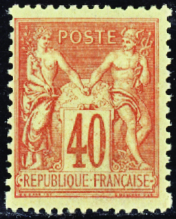 N°94 40c rouge-orange variété grand format neuf * 