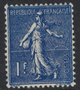 N°205a 1f bleu-noir neuf ** TB