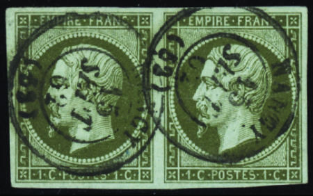 N°11 1c olive en paire obl. CaD T15 TB 