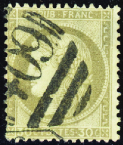 N°56 30c brun obl. anglaise "409" (Guernesey) (ami