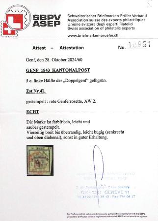 Linke Hälfte Doppelgenf, farbintensiv und breitrandig,