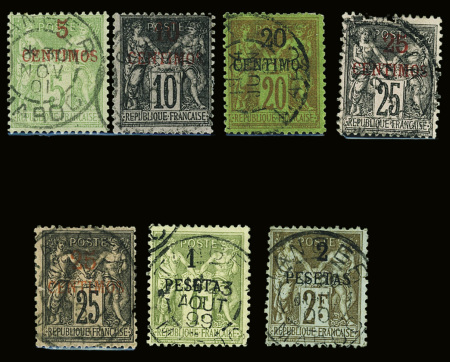 N°2, 3, 4, 5, 5a, 7 et 8, Les 7 valeurs obl, B/TB